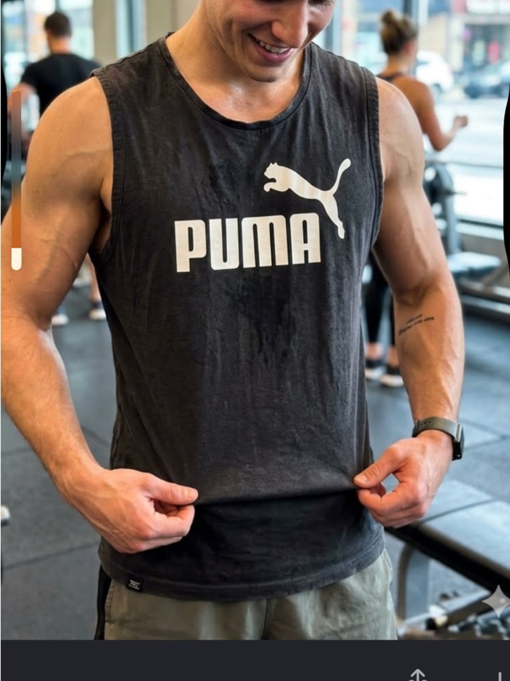 Puma Black Tank Top with White Logo